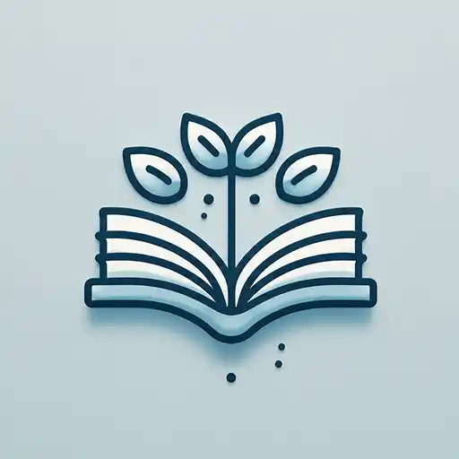 Minimalistisches blaues Icon eines offenen Buches, aus dem eine Pflanze wächst. Symbol für Lernen, Wachstum und gemeinsame Entwicklung im Sprachinstitut Schöne Sprache.